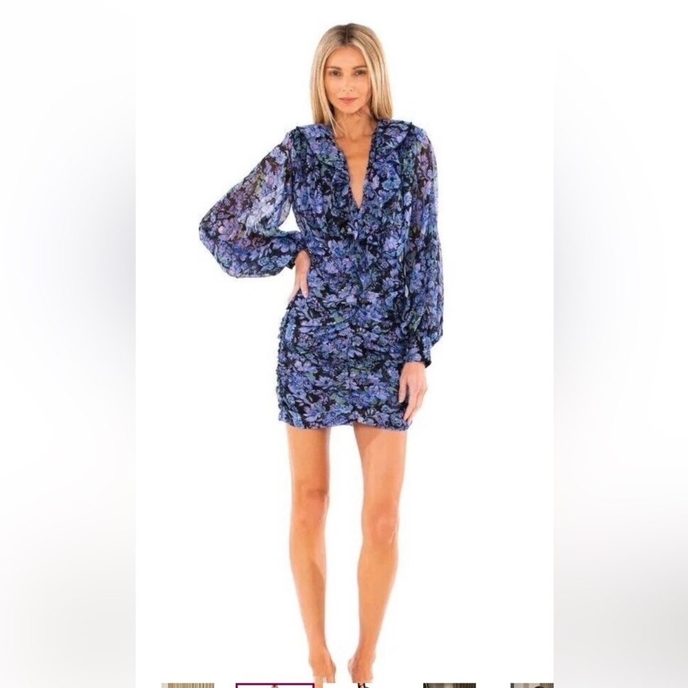 Sabina Musayev Blue and Black Long Sleeve Dress